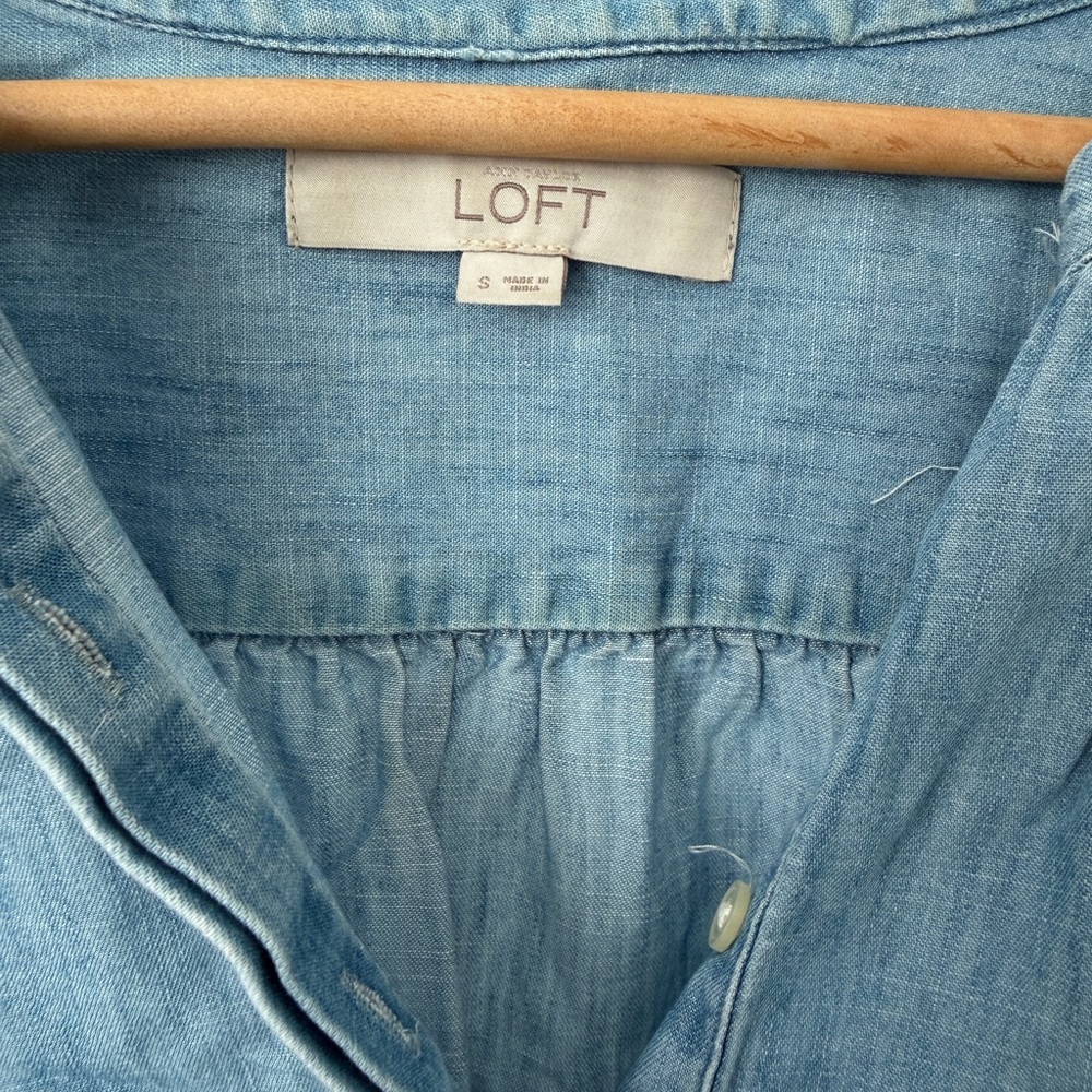 LOFT Light Blue Denim Tunic with Ruffle Hem - Picture 3 of 6